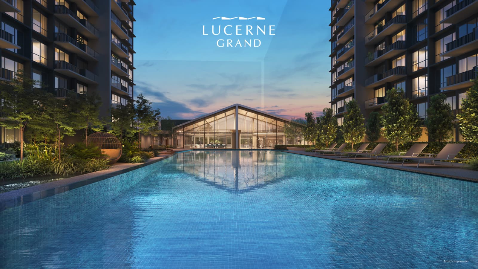 Lucerne Grand — pool deck and clubhouse artist's impression